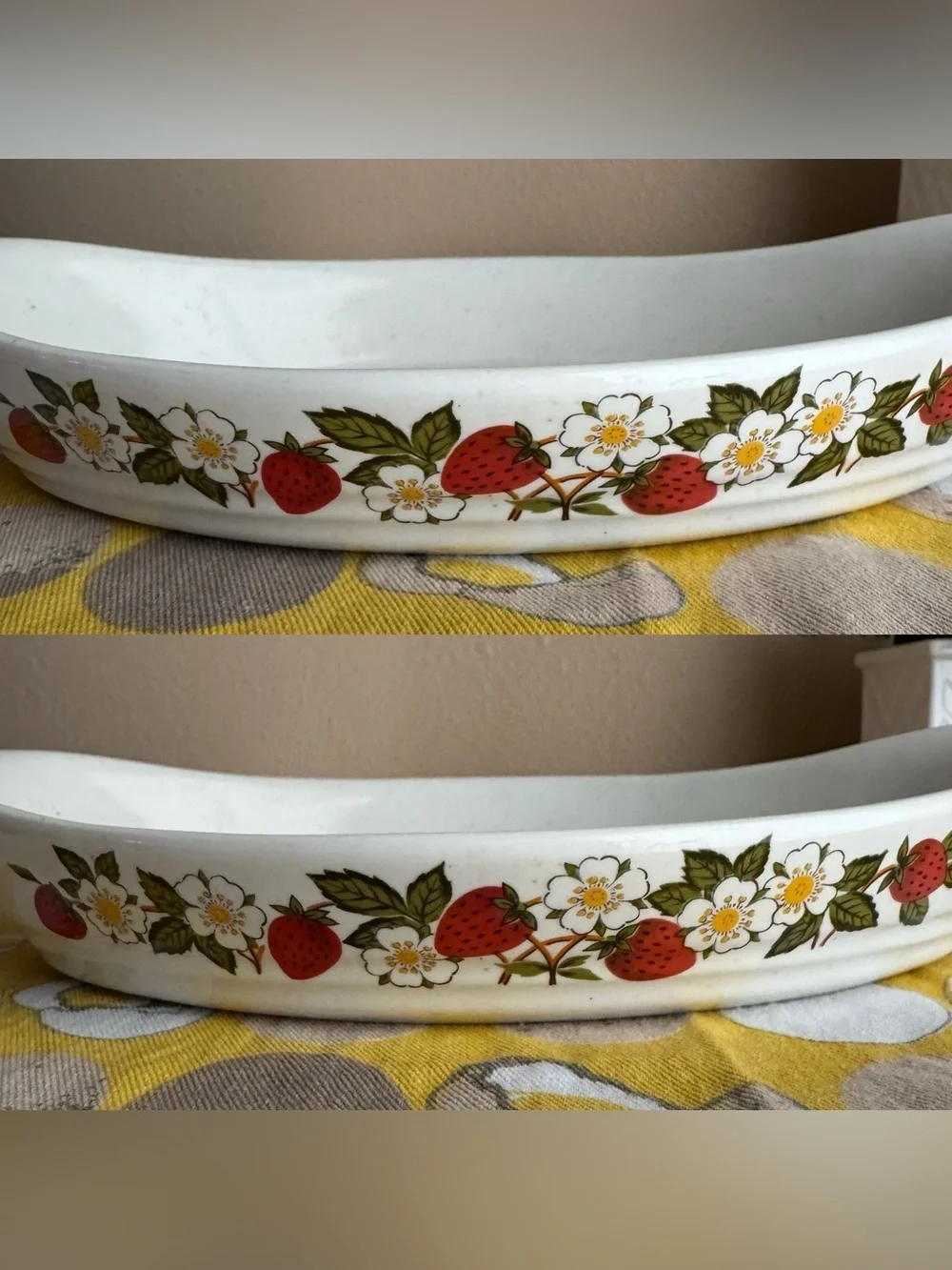 Vintage Sheffield Strawberries ‘n Cream lug handle baking dish